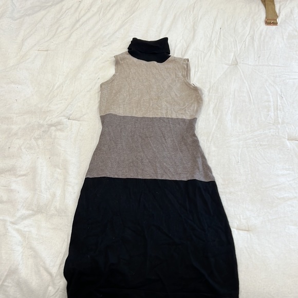 INC Sweater dress turtleneck Grey Black Taupe - Picture 4 of 5